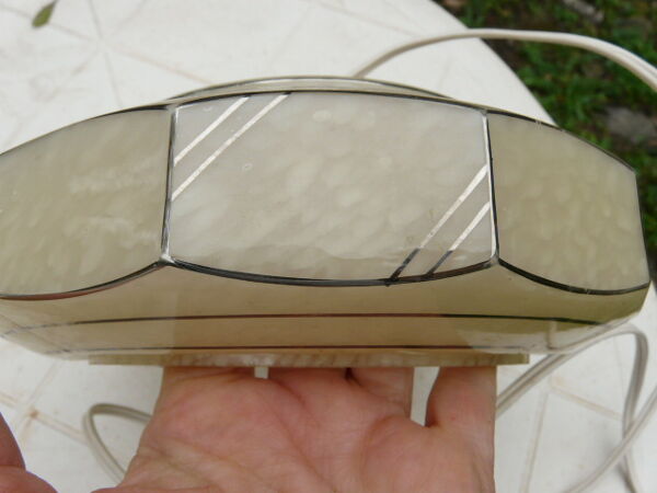 Lampe vintage chrome et globe tulipe verre Clichy