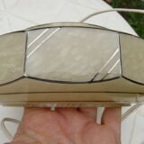 Lampe vintage chrome et globe tulipe verre Clichy