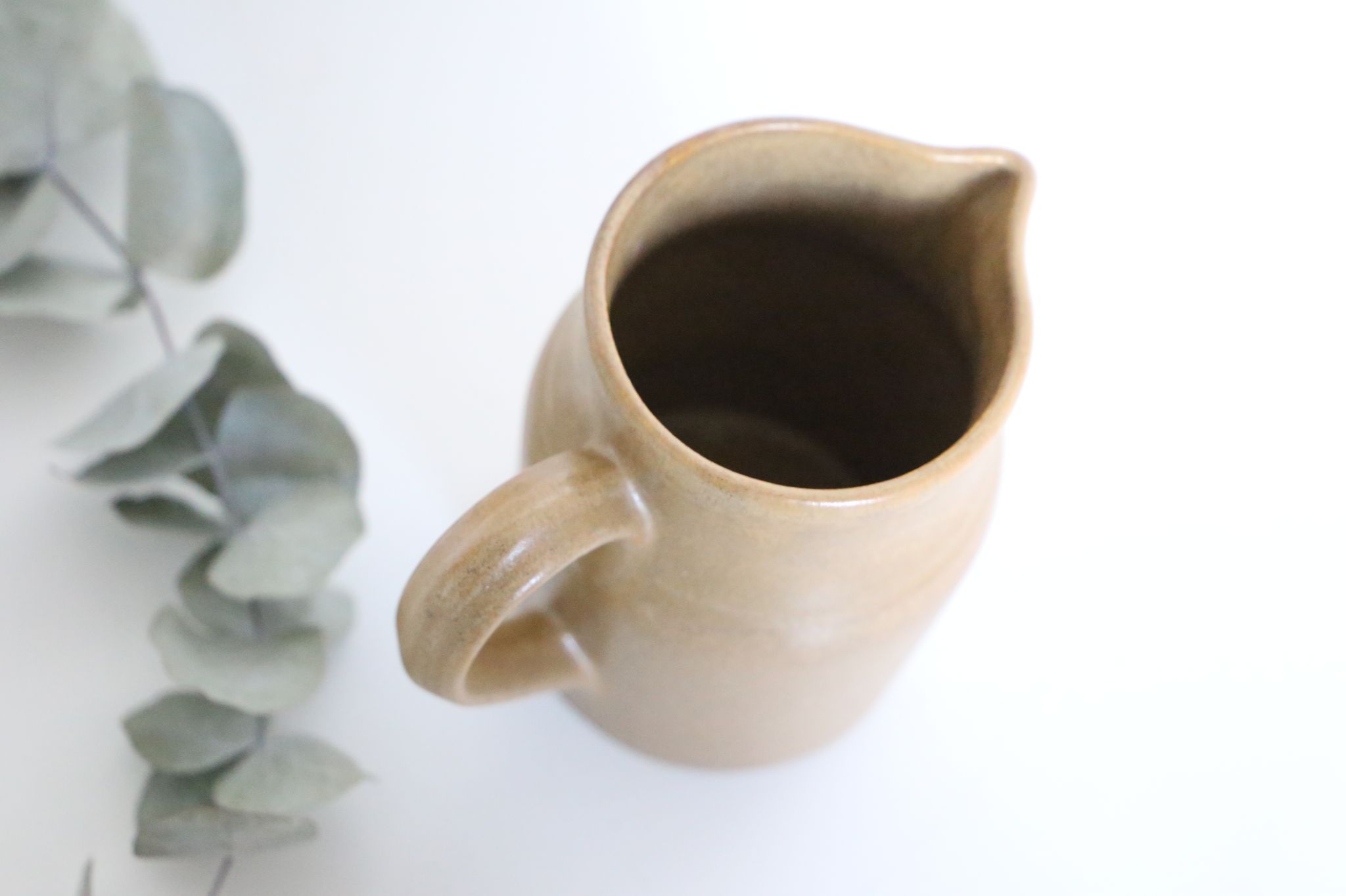 Digoin sandstone jug, matt varnish, made in France, vintage