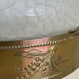 2 1930s ceiling lights in brass and frosted glass