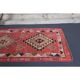 Vintage Turkish Oushak Handmade Wool Cotton Pink Runner Rug 86x362