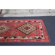 Vintage Turkish Oushak Handmade Wool Cotton Pink Runner Rug 86x362