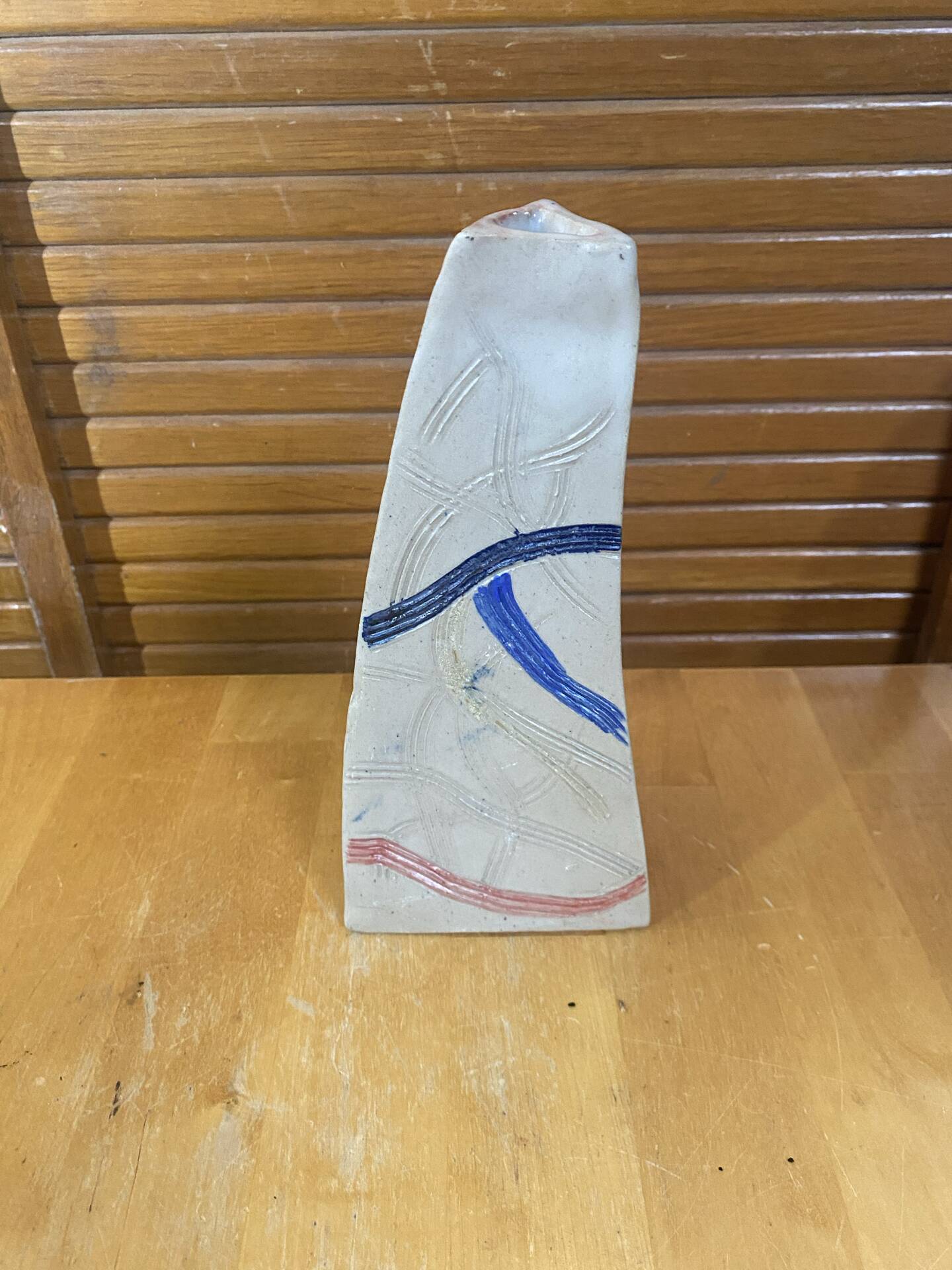 Hilborn vase pottery design grey ceramic geometric lines vintage