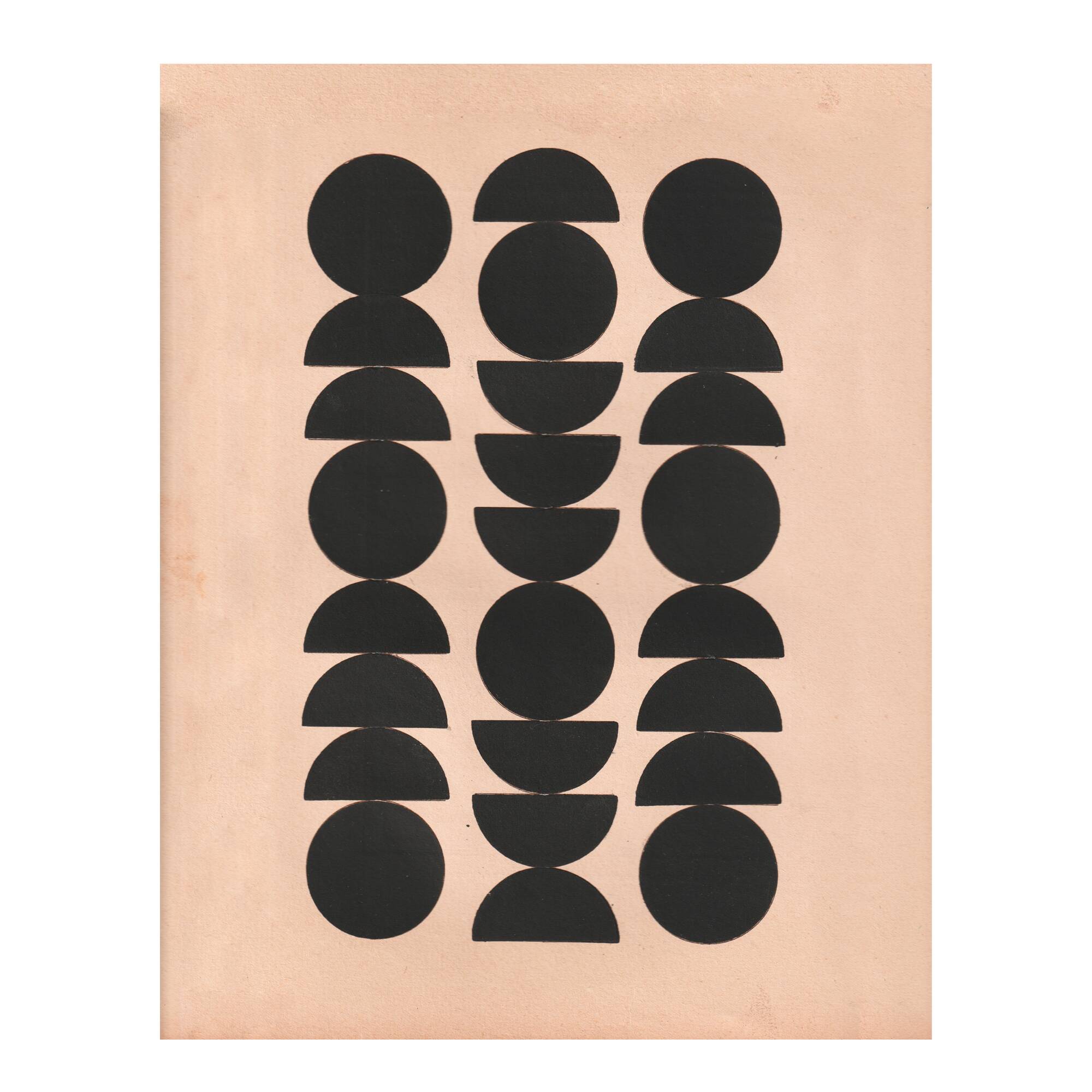 Abstract black collage on old paper 24x31 signed eawy