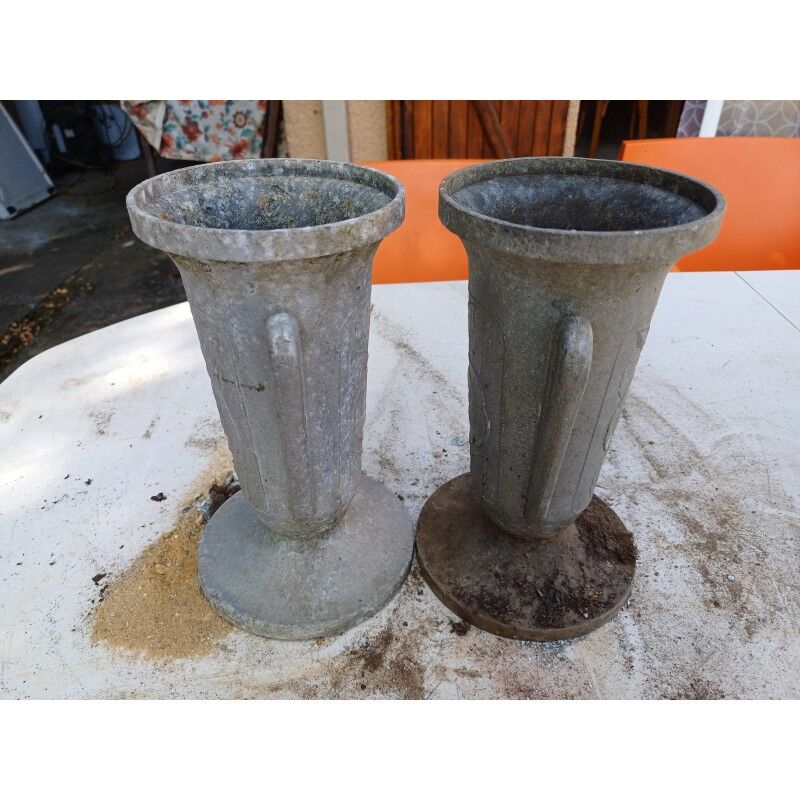 Pair of aluminum vases 1900