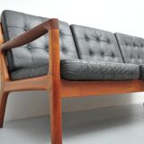 Senator sofa with black leather cushions by Ole Wascher for France and Son