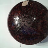 Pottery old terracotta painted round bottom