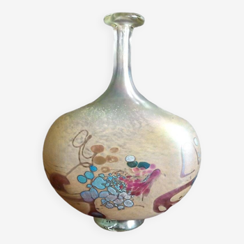 Robert Pierini (1950) - vase soliflore en verre soufflé - signé, daté - H 18 cm