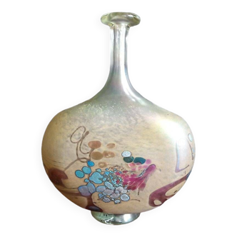 Robert Pierini (1950) - soliflore vase in blown glass - signed, dated - H 18 cm
