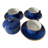 This complete set consisting of 3 cups with their saucers and a sugar bowl.