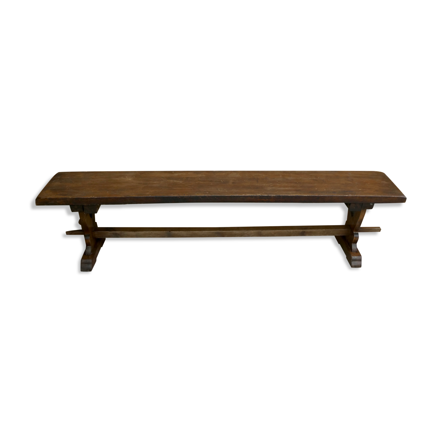 Ancient solid wooden monastery bench, 180 cm length