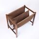 Newspaper/magazine holder - rosewood and brown canvas - Danish design - 1960s