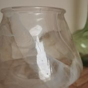 Vase champignon verre marbré