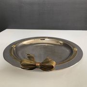 Vide  poche vintage en métal chromé et laiton