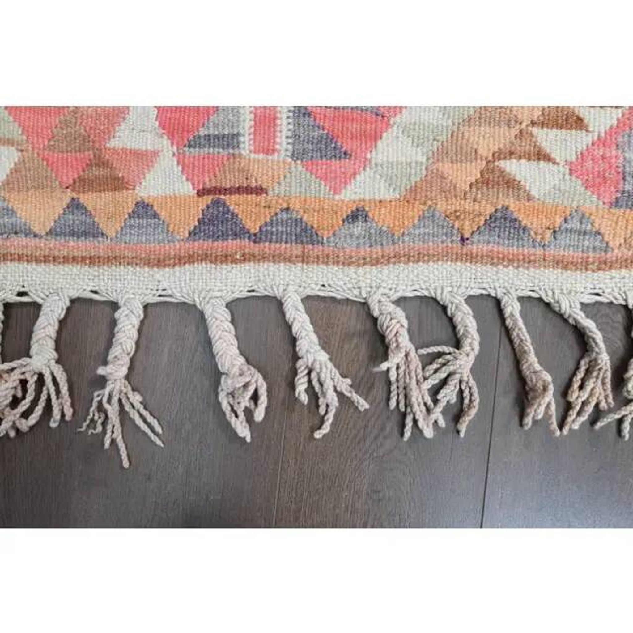 Orange Pink Turkish Oushak Vintage Handmade Wool Runner Rug  100x290
