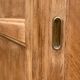 Vintage wardrobe with compass legs in raw wood, sliding doors, 1960s