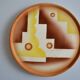 Art deco ceramic dish with geometric decor