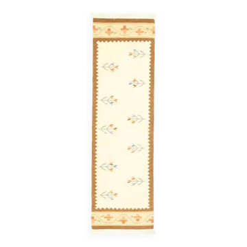 Tapis couloir en laine et coton fait main Oushak turc des années 1970, 71x283.