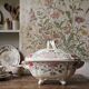Antique Longchamp soup tureen/vegetable dish with polychrome daisies in ironstone.