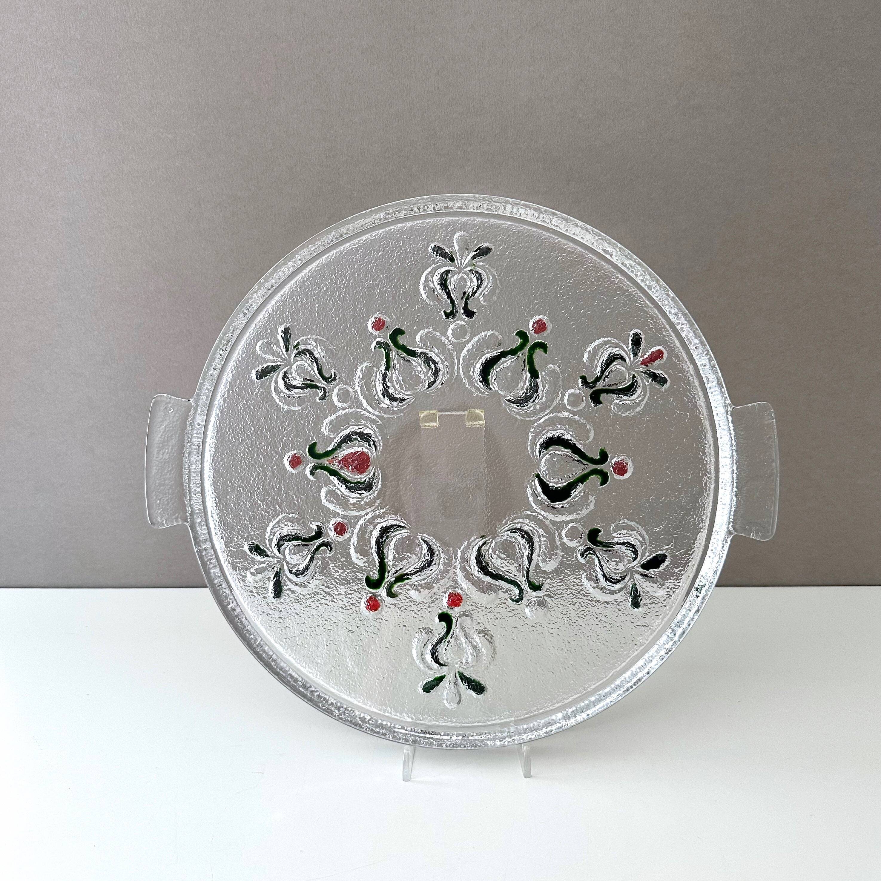 Vintage cake plate Walther Glas, 70s cake plate, OVP