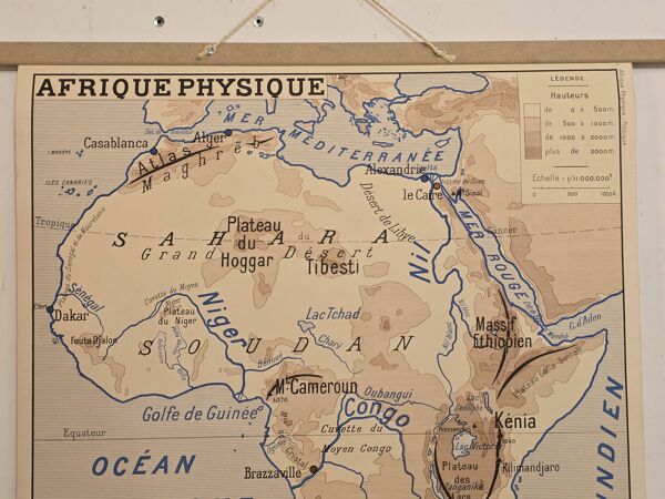 Carte de géographie ancienne carte decole 1960