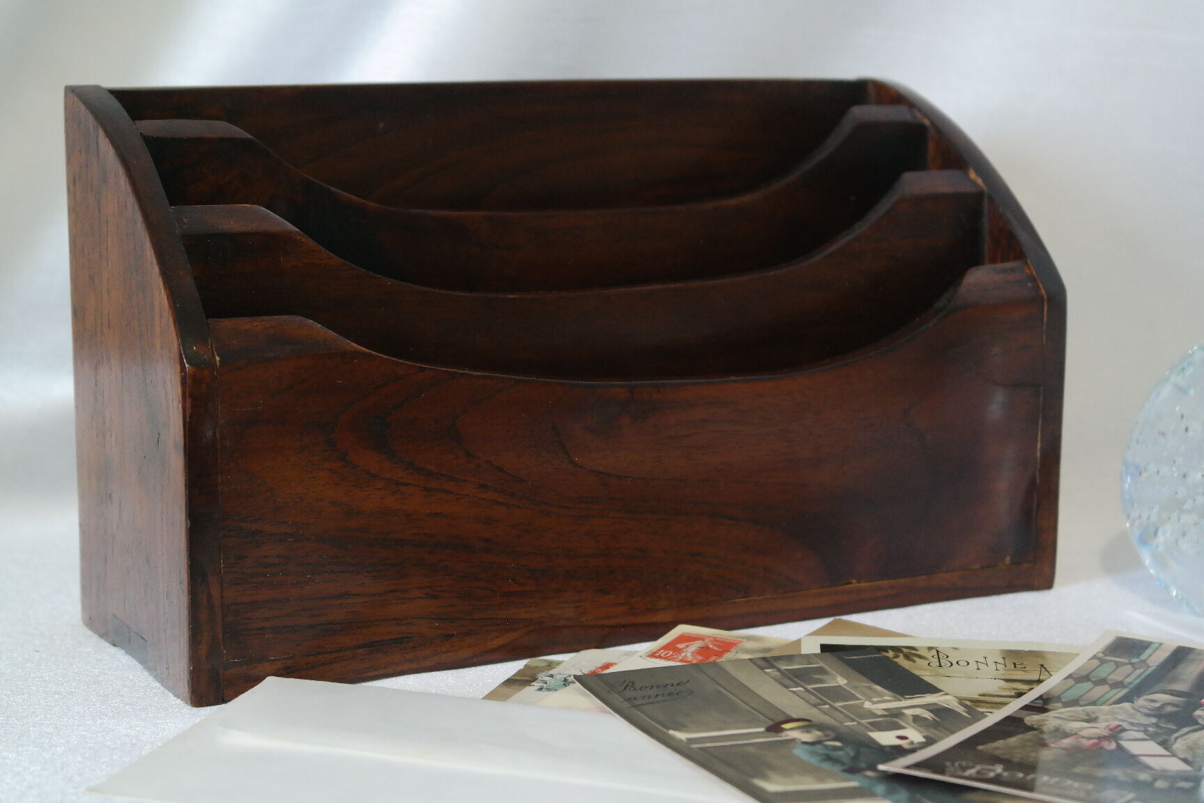 Vintage mail holder in cherry wood