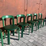 6 Bruno Rey Kush & co Green Stackable Chairs Circa 1970