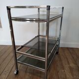 Desserte bar inox et verre fumé