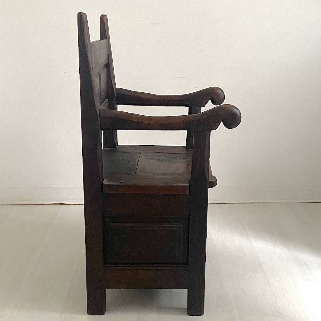 18th century solid oak chest armchair