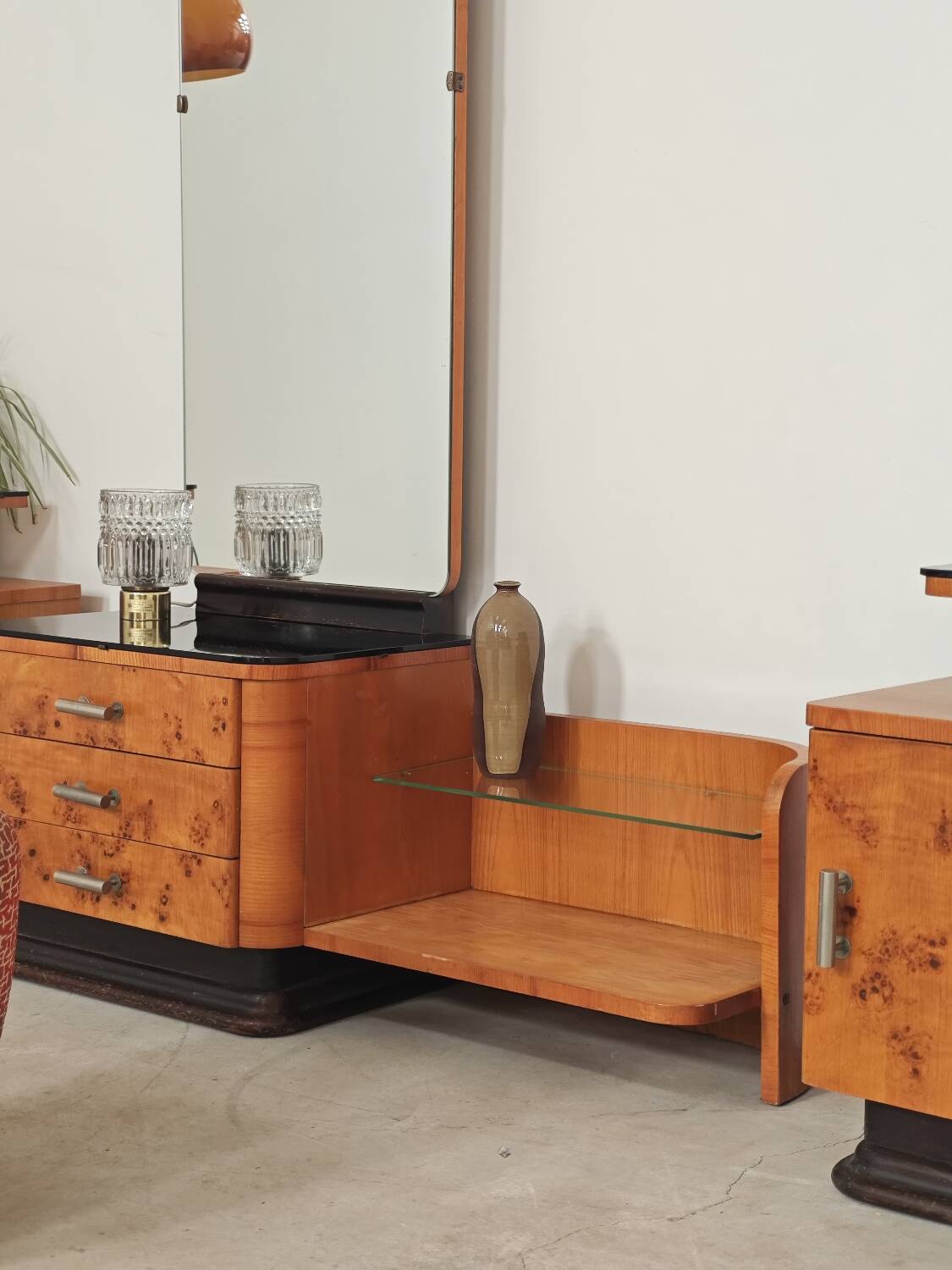 Jindrich Halabala dressing table and bedside tables for Up Zavody 1950