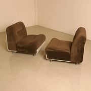 3 chauffeuses "Concha" en velours marron par Jo Otterpohl pour COR
