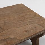 Small Rustic Wooden Stool with Curved Base, France, 1900s