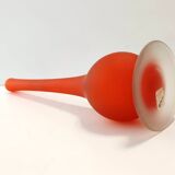 Orange Blown and Etched Glass Tulip Vase by Carlo Moretti, Italy