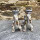 Pair of dragon candlesticks in Desvres earthenware, Rouen