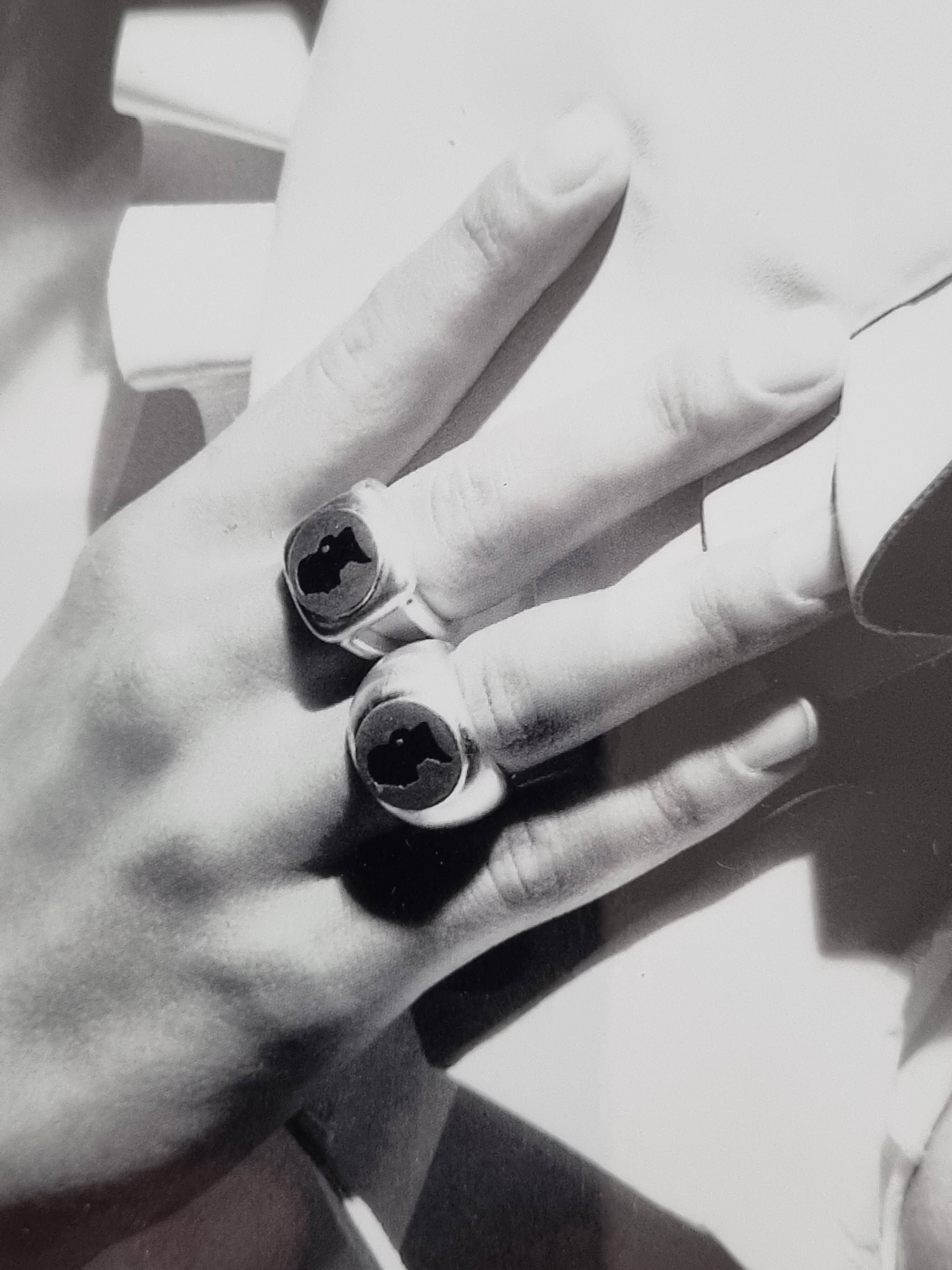 Framed black and white press photograph after Karl Lagerfeld, 30 x 26 cm