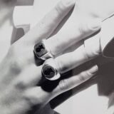 Framed black and white press photograph after Karl Lagerfeld, 30 x 26 cm