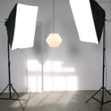 Mid-Century Italian Brass and Opaline Glass Pendant Lamp