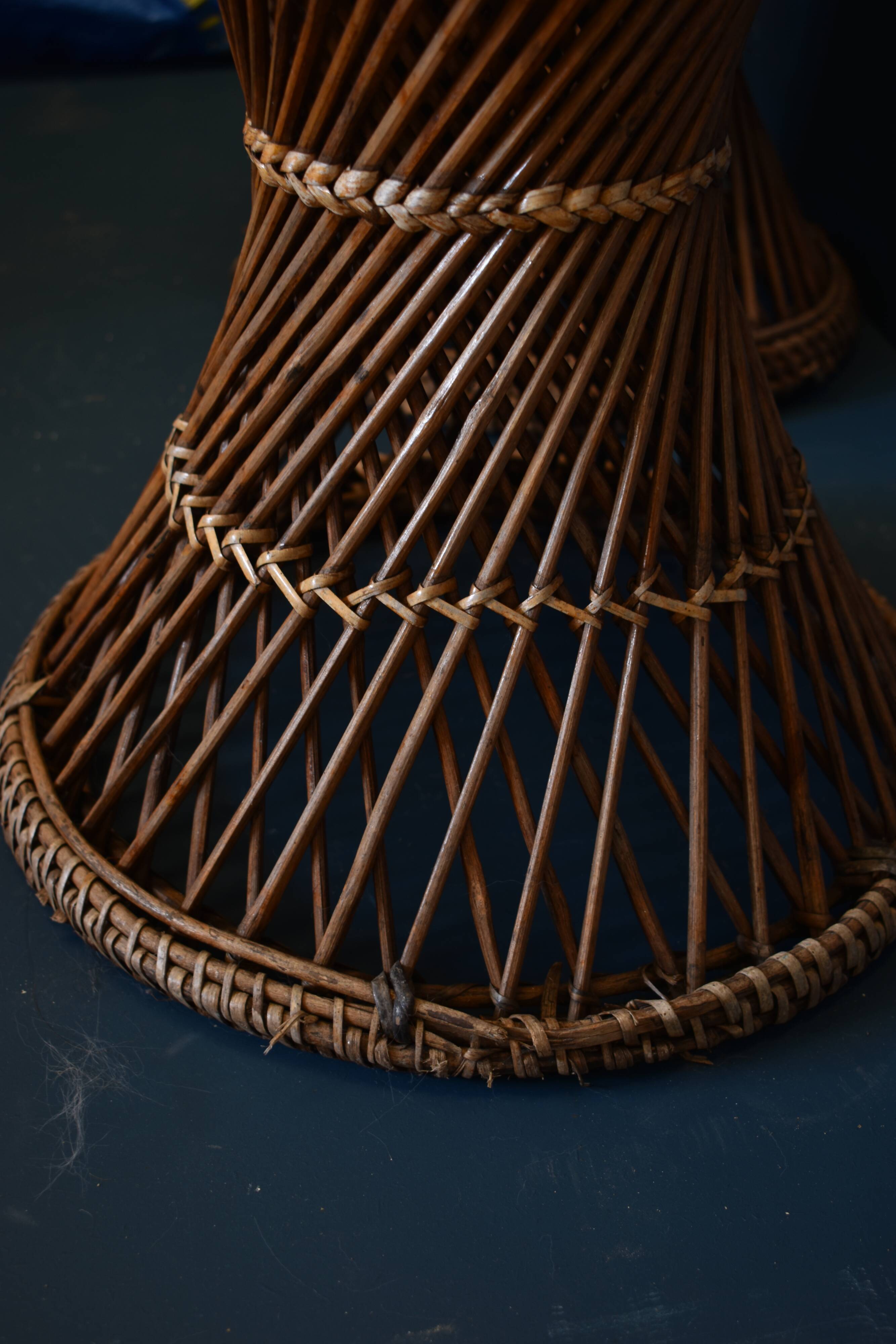 Tabouret diabolo osier vintage