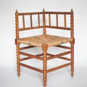 Wooden and caned corner chair, antique bobbin chair, occasional chair.