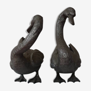 Couple de canards en bronze
