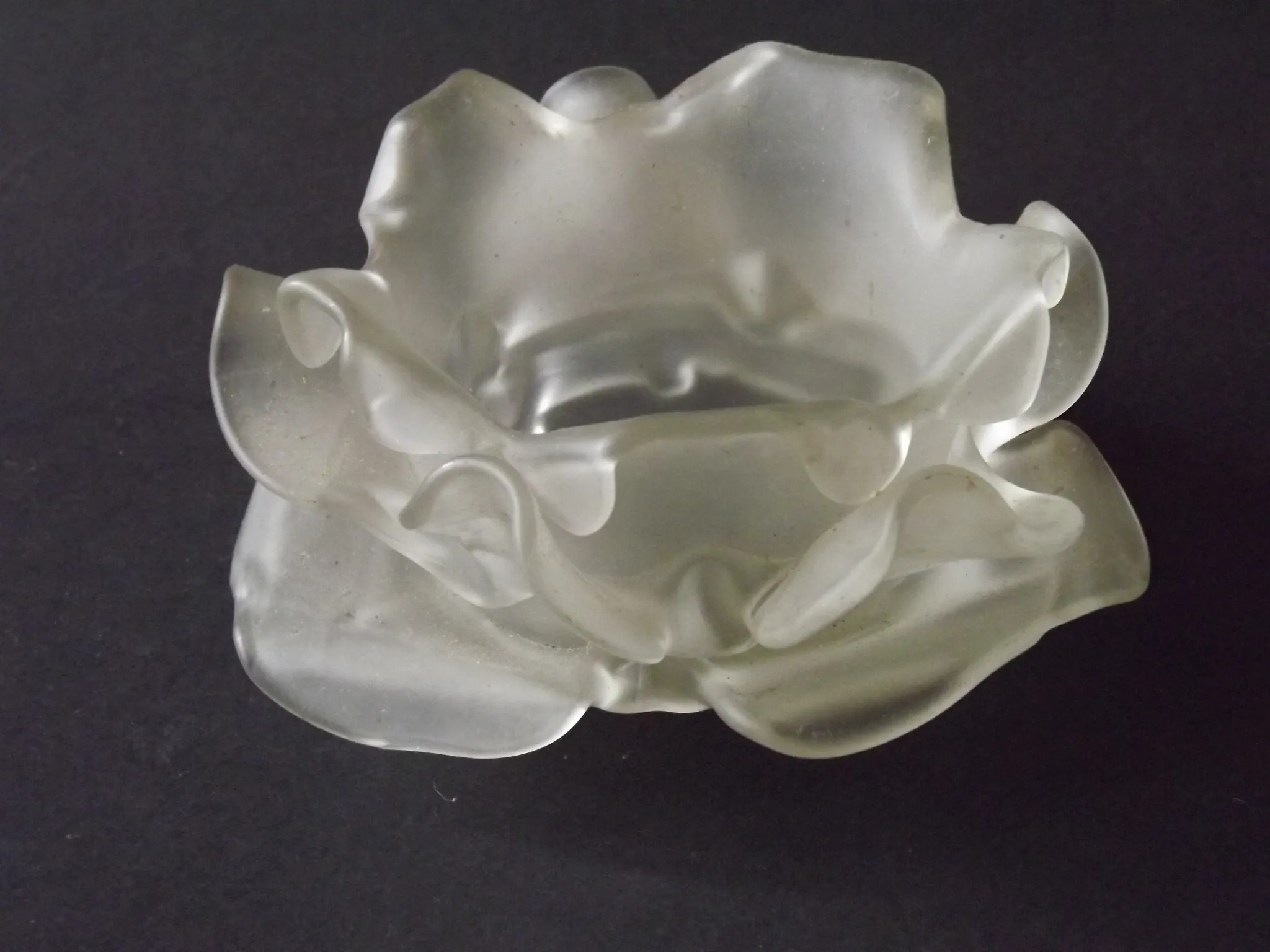 Vintage French Art Deco Frosted Satin Glass Rose Petal Flower Lamp Shade