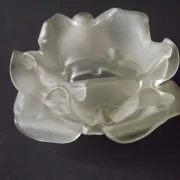 Vintage French Art Deco Frosted Satin Glass Rose Petal Flower Lamp Shade
