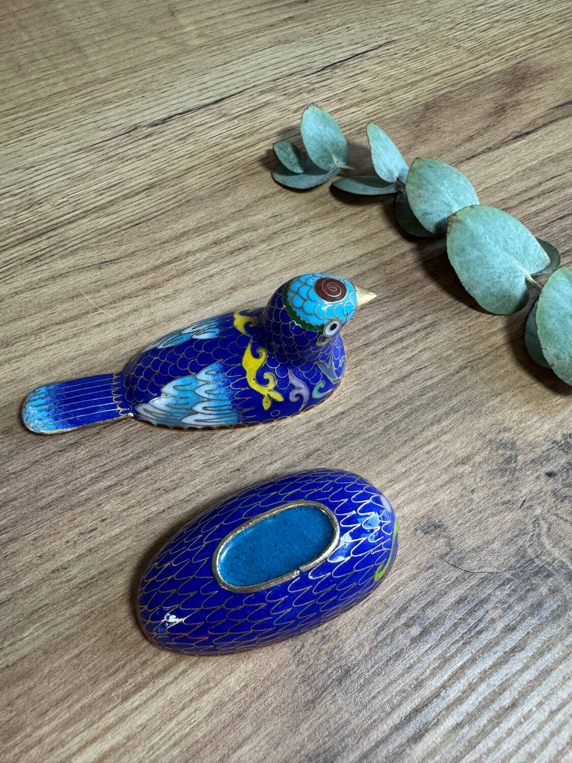 Enamelled brass bird box