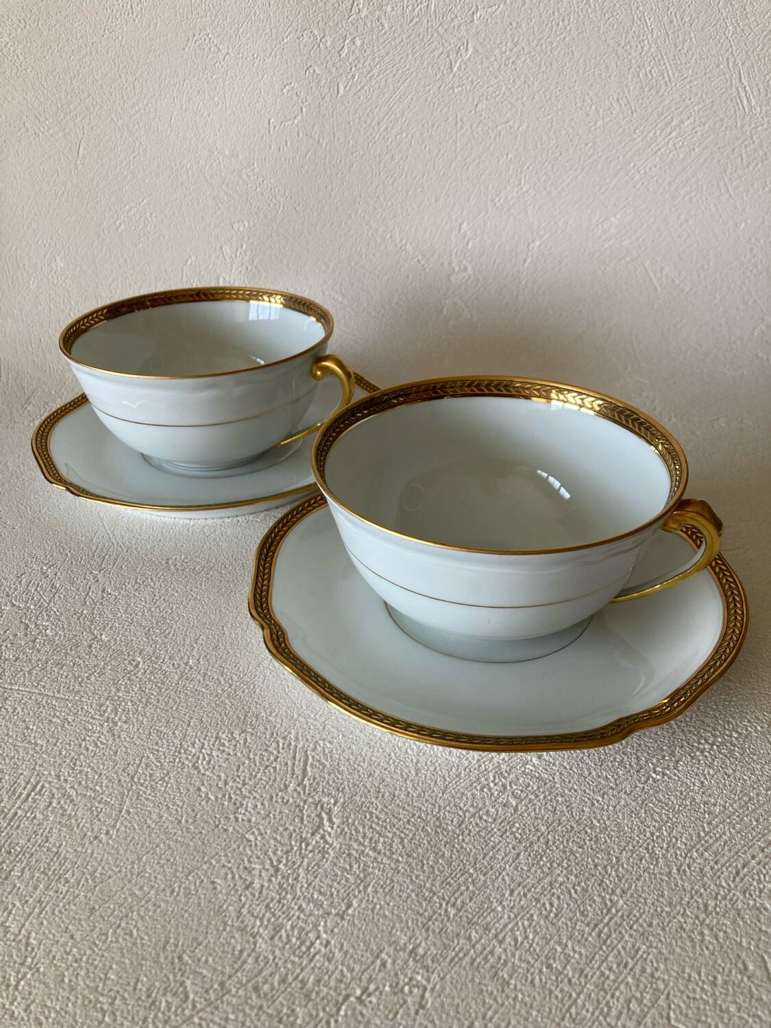 Déjeuner tête à tête porcelaine Limoges Lafarge doré à l’or fin