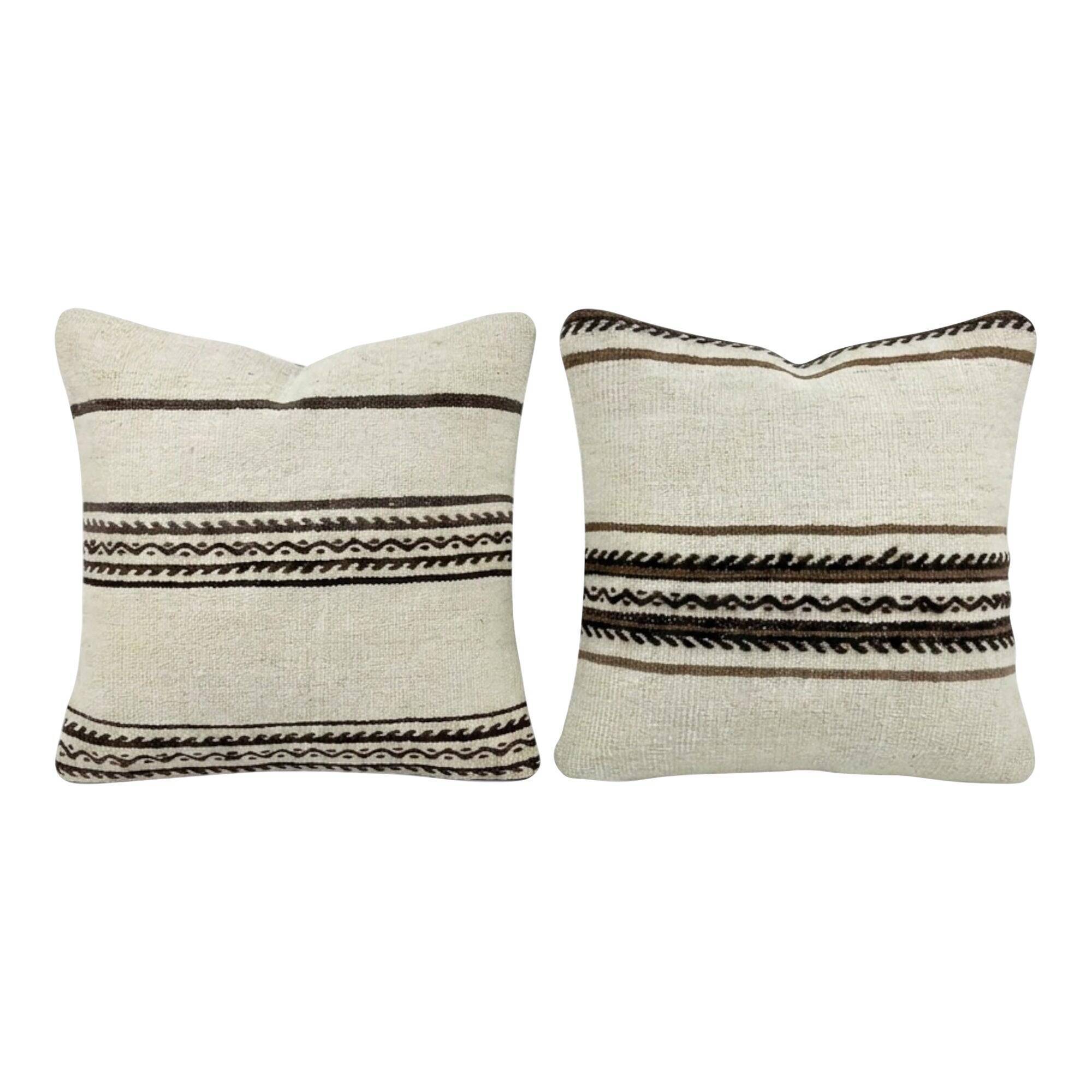 Set of 2 vintage kilim cushion covers 48x48 cm