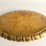 Hollywood Regency Large Oval Brass Tray by Firma Lars Holmström, Sweden 1940's