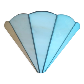Tiffany style fan wall lamp - Art Deco - welded white glass