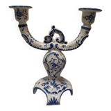 White-blue earthenware candlestick