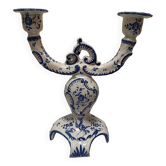 White-blue earthenware candlestick