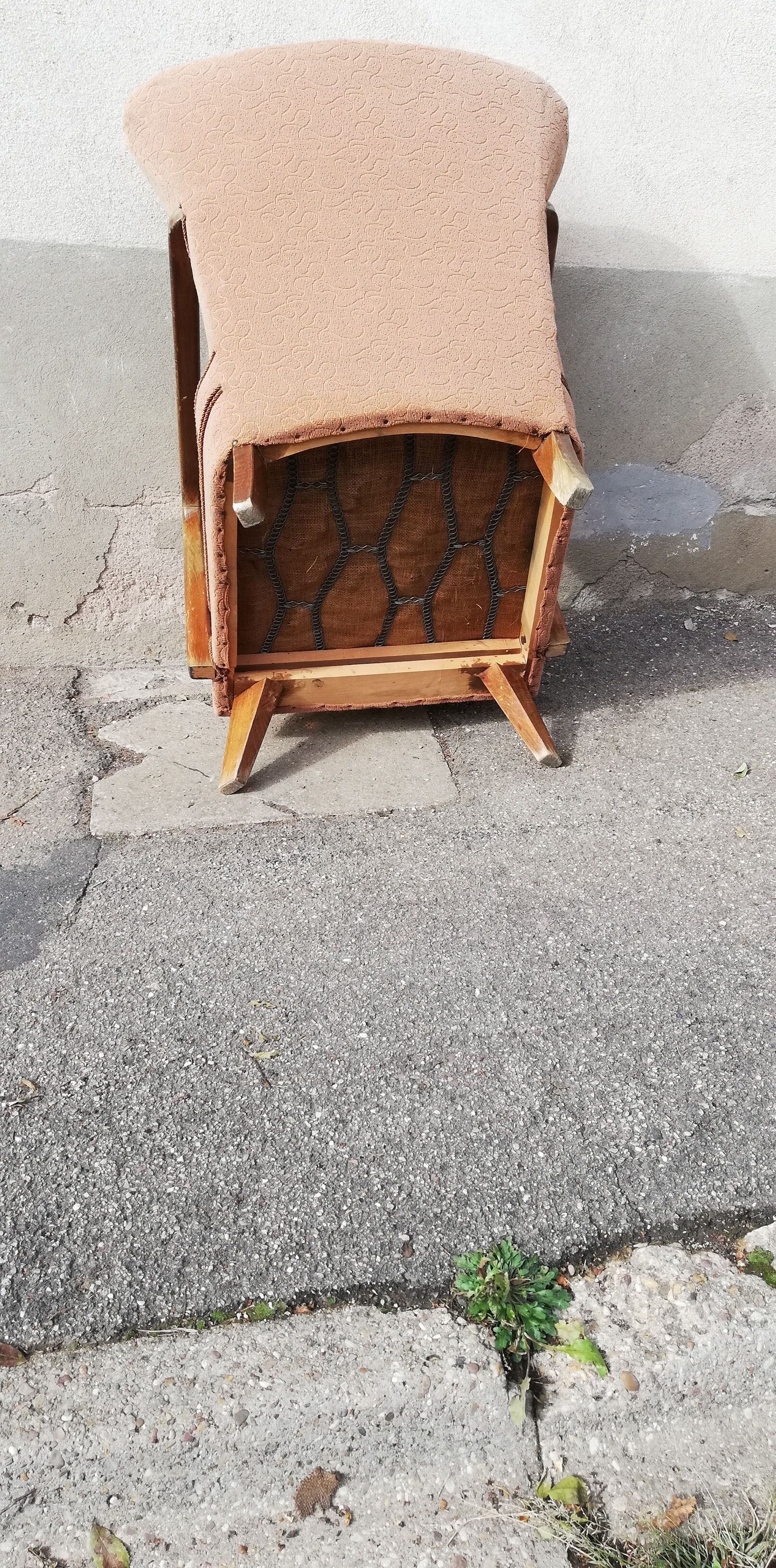 Fauteuil vintage tissu beige